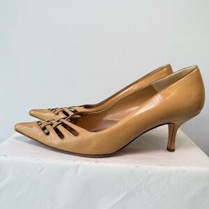 Valentino Garavani Woven Leather Pumps Heels Size 36 Beige